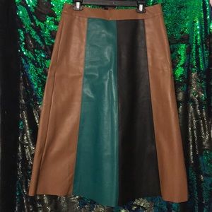 Multi Color Leather Skirt